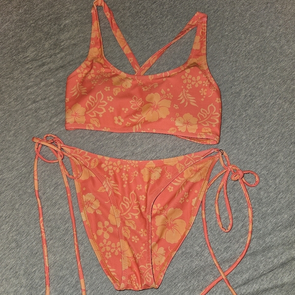 Kulani Kinis Other - Floral Bikini Set in Orange and Yellow